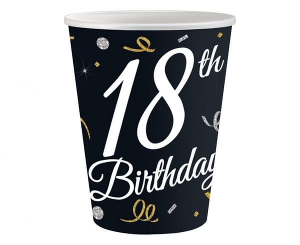 Happy Birthday 18 B&C pappersmuggar 6-pack 200 ml
