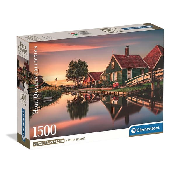 Cities Zaanse Schans Nederländerna 1500-bitars Compact Pussel Clementoni