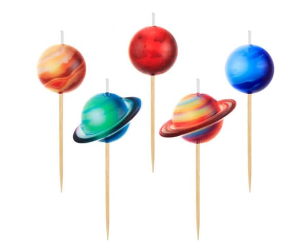 Space Planet, planetljus för tårta, set om 5