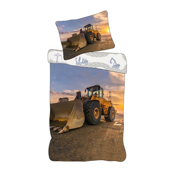 Construction Sunset Loader påslakanset 140×200 cm, 70×90 cm