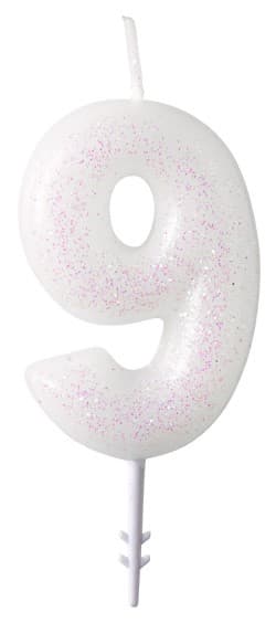Vit glittrande ljus 9, 6,5 cm