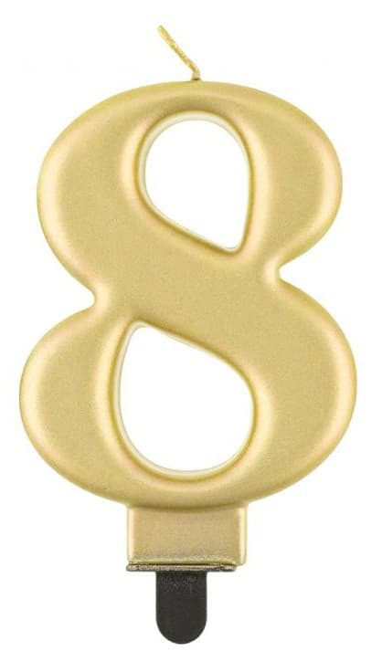 Metallisk guld siffertårtljus nummer 8