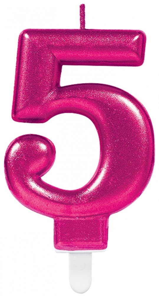 Siffertårtljus 5, rosa