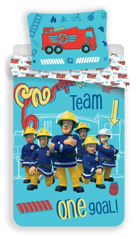 Fireman Sam påslakanset Team 140x200 cm, 70x90 cm