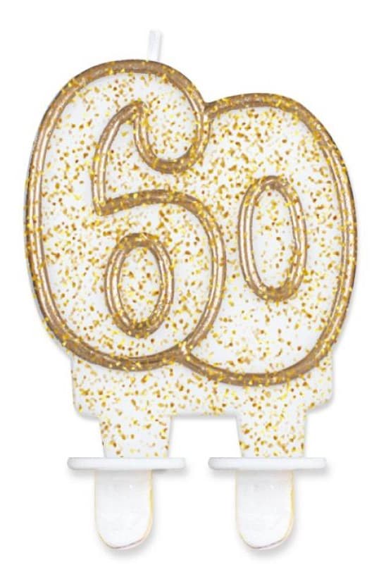 Färg Guld Glittrande Sifferljus, 60