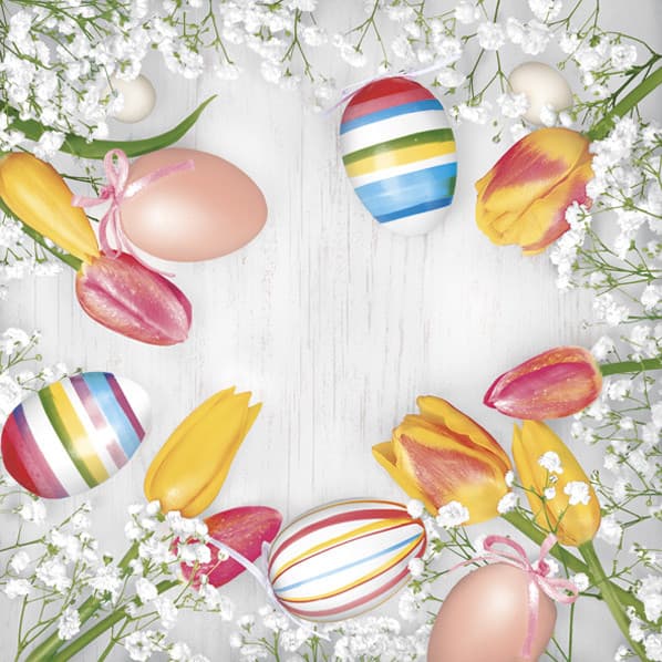 Easter Servetter Randiga Ägg 20-pack 33x33 cm