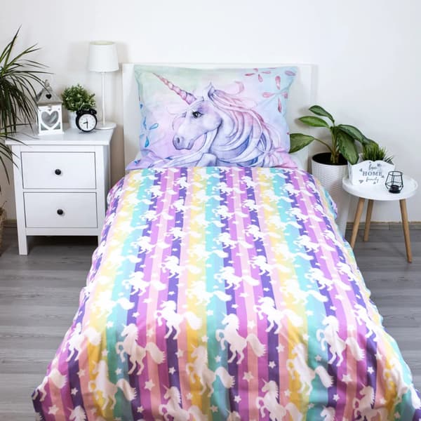 Enhörning Påslakanset 140 x 200 cm – 100 % Bomull