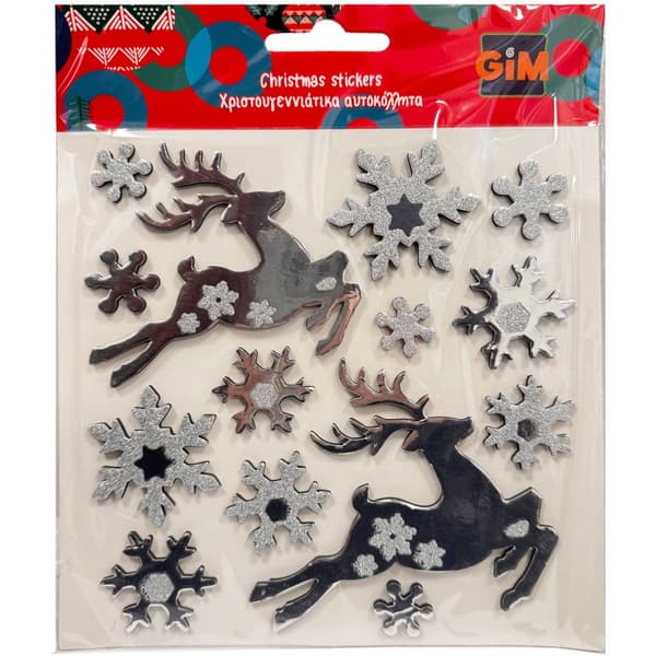 Julklistermärke med silverglitter