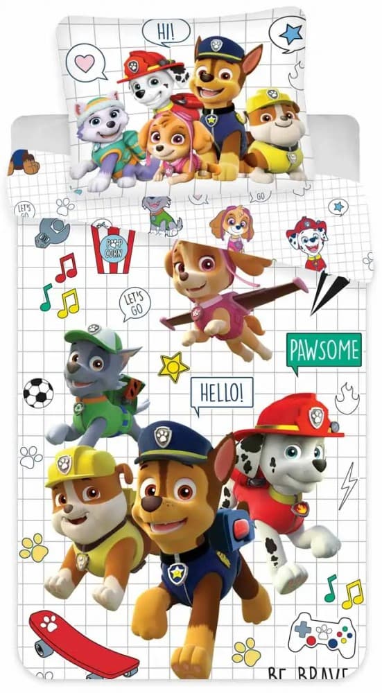 Paw Patrol Grid barnpåslakan set 100×140 cm, 40×45 cm