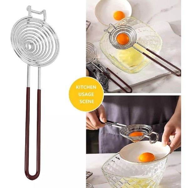 Egg Separator Rustfritt stål Eggeplomme Hvit Separator Egg White Yolk Sifting Filter