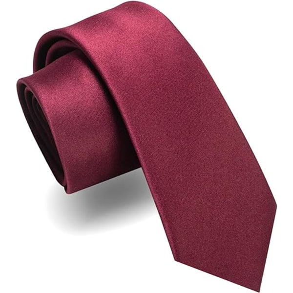 Skinny slips för män - enfärgad - 6 cm - vinröd