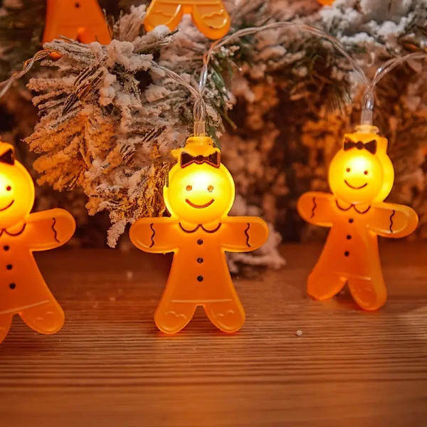 Pepparkaksgubbe LED-ljusslinga, Dekorationsljus, Jultomte Ljusslinga för Festen