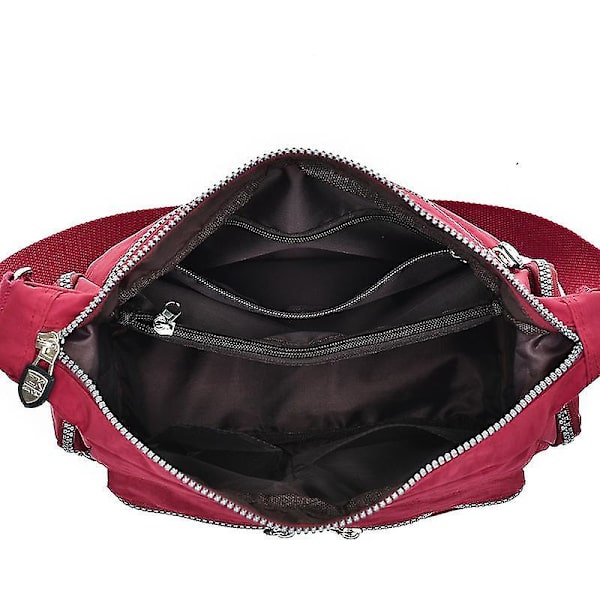 Vasket nylontaske Canvas Dametaske Single Shoulder Crossbody Håndtaske Taske（Lilla）
