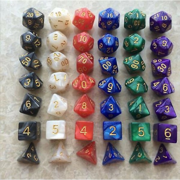 7ST polyedriska tärningar med påse grön set DnD RPG 4 6 8 10 12 20 D4-D20