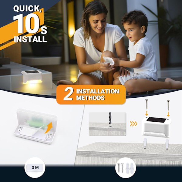 Solcelle Gjerdelys Utendørs 16 Pakk, Solcelle Trappelys Vanntette Led Solcellelys for Utendørs Trapper, Dekk, Gjerde, Hage, Patio
