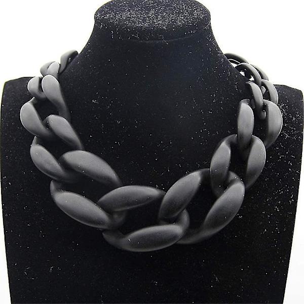 Håndlaget moteakryl anheng kjede harpiks spenne kjede hip hop genser dekorasjon chunky choker (svart)