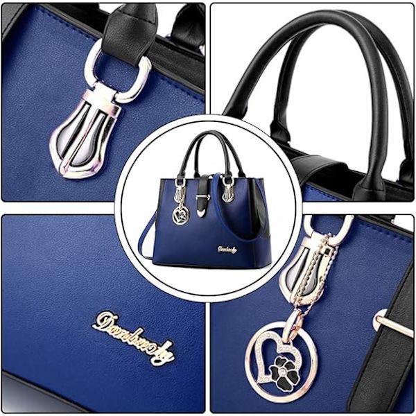 Vesker og håndvesker for kvinner Tote Skulder Crossbody Vesker med lang stropp avtakbar (Roserød)