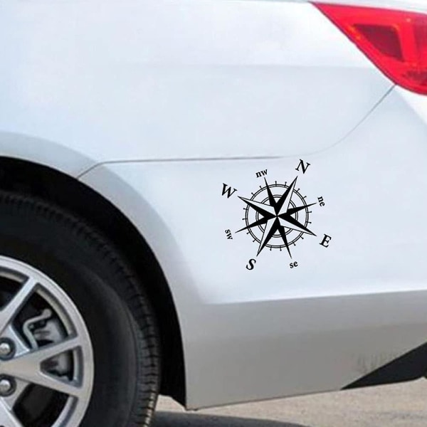 2 Stk Compass Car Stickers Vandtætte Decals Van Car Bumper Decal Mat Sort