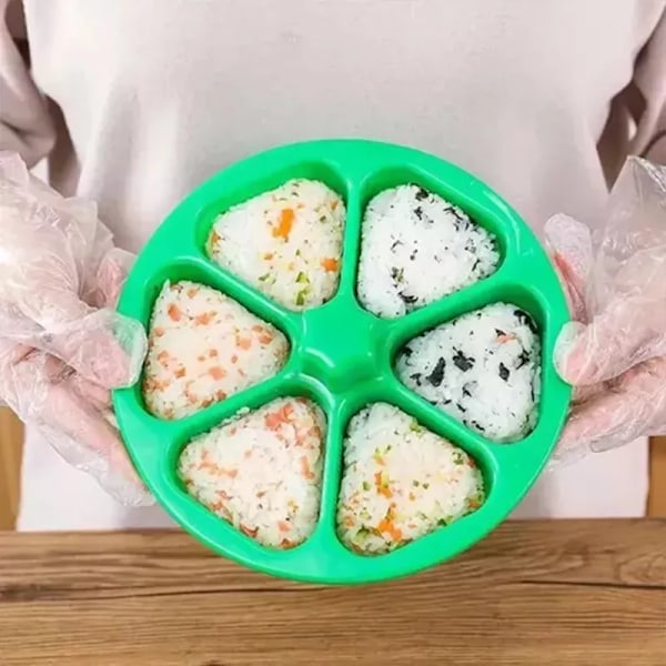 6 hulrom Triangle Sushi Form Onigiri Risball Trykk Maker Non-stick Sushi Maker Verktøy For Tang Koriander Risballer