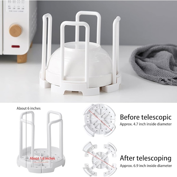 Skålholder, Indtrækkelig Skålholder Skål Organizer Dræn Stativ til Køkken Organizer (hvid)