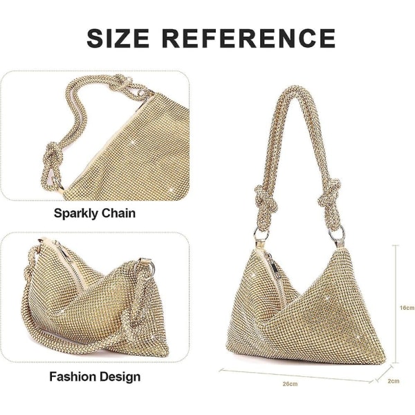 Crossbody taske til kvinder, guld clutch taske glitrende rhinestone punge Diamante clutch taske