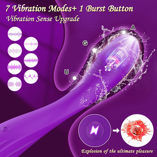 Dildo G-punkt Vibrator Sexleksaker för Klitorisstimulering med Kraftfull Vibration, Anal Dildo Sexleksak med 7 Vibrationslägen (Lila)