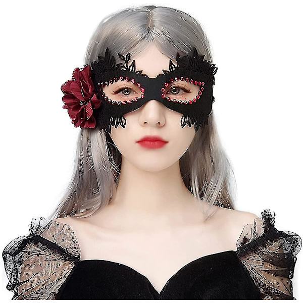 Maskeradmask venetianska masker Blomma halvansiktsmasker Kostymtillbehör för dansfester Karnevalbalbal Halloween Mardi Gras