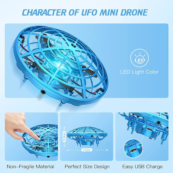 UFO Mini Drone UFO Flygande Boll Flygande Leksak Helikopter med 360° Rotation och LED för 5-8 Års Barn
