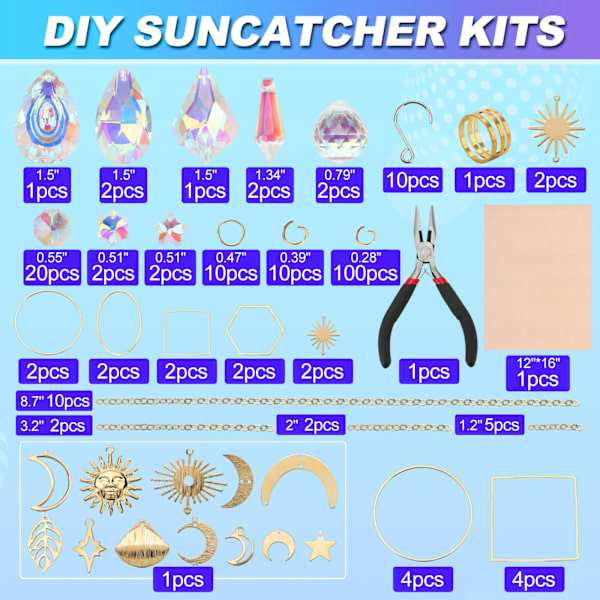 DIY Kristall Sol Fångare Kit för Inomhus Fönster - Sol Prisma Hängande Fönster Dekor