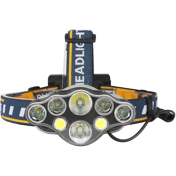 Hodelykt, 8 LED 18000 Lumen USB Oppladbar LED Hodelykt, Kraftig Vanntett Hodelykt For Camping, Klatring, Jakt, Fiske