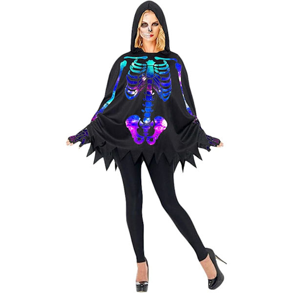 Halloween Kappe Hætte Kappe Skelet Print Kappe Sjal Cosplay Kostume til Scene Fest Halloween Fest