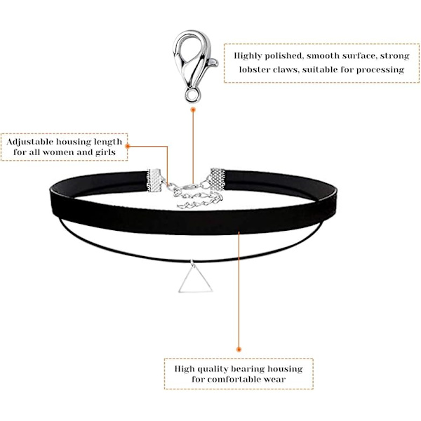 12 stk. choker-halskjede for kvinner, svart choker-halskjede sett med svart blonder tatovering fløyel chokers for kvinner og tenåringsjenter