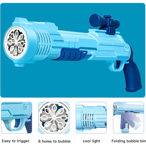 Pistolformad bubbelpistol, barnbubbelmaskin med över 10 000 bubblor per minut, med bubbellösning.2, barnbubbelleksakspresent/födelsedag/fest
