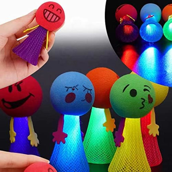10 LED-fjäderljushoppande leksak, kastleksakspresenter för 3-12 år gamla flickor och pojkar, festgåvor barnkalaspresenter