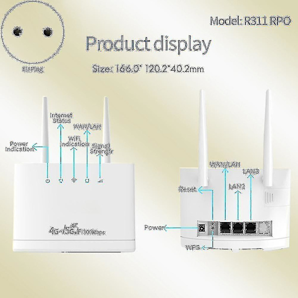 4g/5g Wifi-reititin R311pro SIM-korttipaikalla - EU-pistoke - 300 mbps langaton