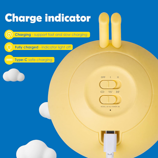 Suloinen sitruunan yövalo lapsille, kirkkaus säädettävä, napautuksella ohjattava, elintarvikelaatuinen silikoni, ladattava, vauvan yövalo kannettava yöpöytälamppu