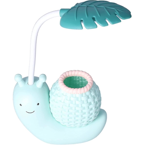 Led skrivebordslampe med pennholder tegneserie dyresnegl multifunksjon bordlampe usb-lading Søt svanehals skrivebordslampe For studenter Barn Lys (blå)