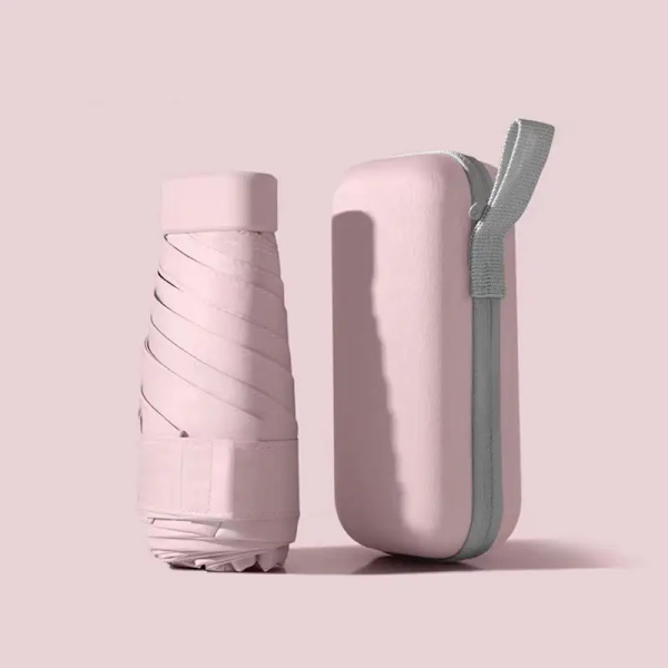 Mini paraply med etui, letvægts bærbar parasol, perfekt til rejser, sol og regn udendørs