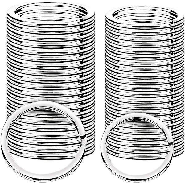 Nøgleringe, 100 Stk Flad Split Ringe Med Størrelse 25mm, Metal Ringe Til Hjem Nøgler Og Håndværk