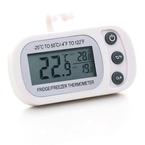 Kyl- och frys termometer, digital termometer för frysrum, vattentät max/min-registreringsfunktion med stor LCD-skärm