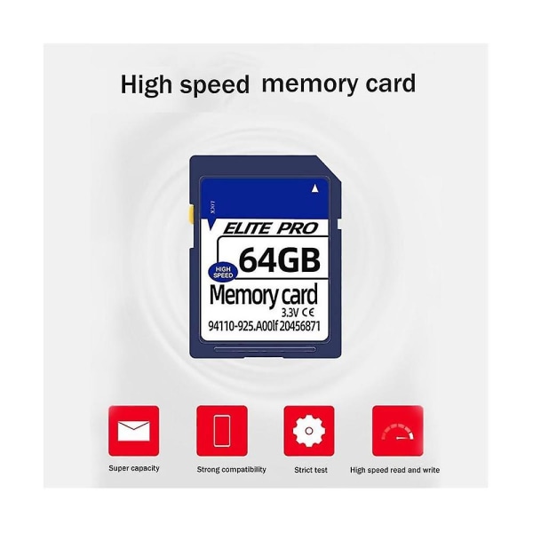Sd-kort 64gb Minneskort Flash-minneskort Övervakningskamera Minneskort Inspelare Minneskort För
