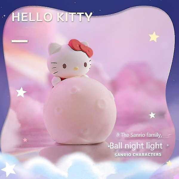Sanrio Måne LED Lys Anime Kuromi Cinnamonroll Melody Kawaii Ornament Skønhed Soveværelse Natlys Sengelampe Dekoration Gave（PomPom Purin）