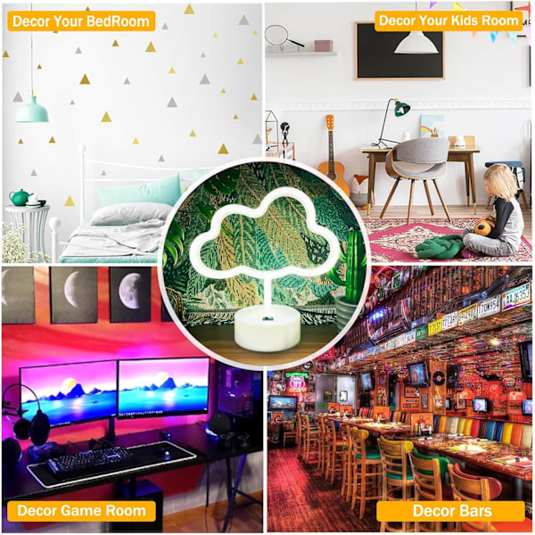 Cloud Neon Skilte Cloud Lys til Soveværelse, Hvid Led Cloud Lys Værelse Dekoration, USB/Batteridrevet Cloud Neon Lys, Æstetisk Neon Cloud Skilt Lampe
