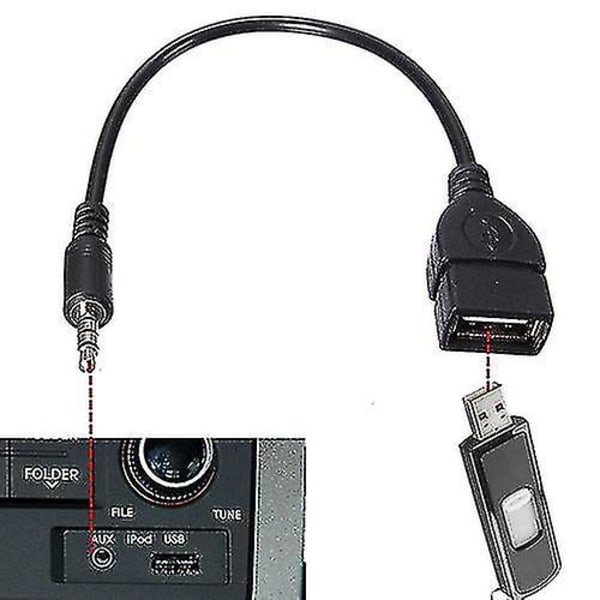 3,5 mm han audio aux-in-jack til usb 2.0 type A hun Otg konverter kabel