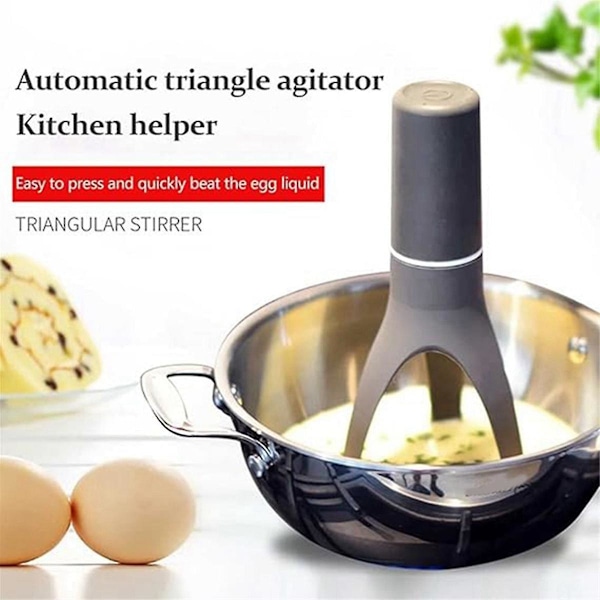 Kök Triangel Äggvisp, Mini Halvautomatisk Visp, Bakat Matblandningsverktyg, Pan Rörpinne Matblandare Svart & Grå（Svart Grå）