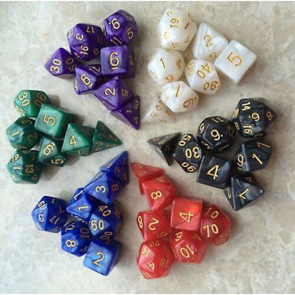 7ST polyedriska tärningar med påse grön set DnD RPG 4 6 8 10 12 20 D4-D20