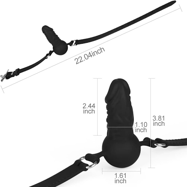 Svart Silikon-Gag med Klype-Spenne for BDSM-Lek - Justerbar Munn-Restraint for Alternativ Voksen Gøy