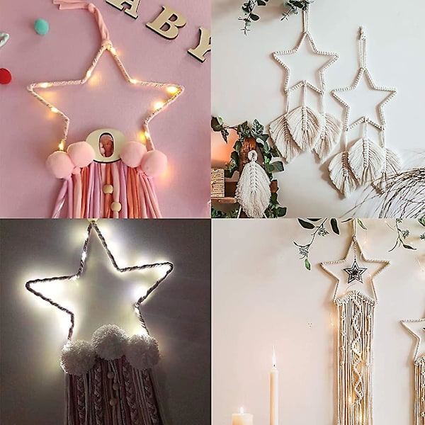 12 guld metall Drömfångare Ringar Makrame Bröllop Blomkransar Drömfångare