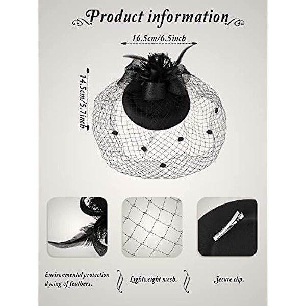 Chuangdi Pillbox Fascinator Hat Til Kvinder Tea Party Hat Pandebånd Med Mesh Slør Sort Begravelseshatte Fascinator Til Bryllup Kvinder S Hatte Og Kasketter Adgang
