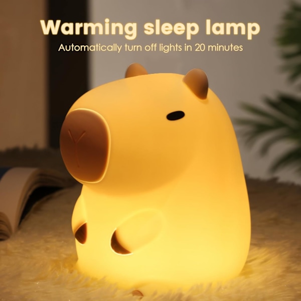 Capybara natlampe, nyhedstegning Capybara form lampe blød silikone med genopladelig og berøringskontrol, afslappende sjov Capybara ting unikke gaver
